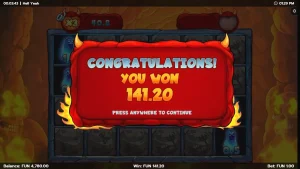 Tampilan visual slot Hell Yeah dengan karakter kartun dan elemen dunia bawah