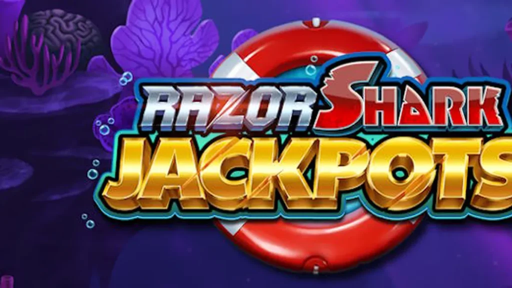 Tampilan visual slot Razor Shark Jackpots dengan tema bawah laut yang mendalam