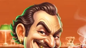 Tampilan visual slot Mini Mafia Megaways dengan tema mansion mafia dan simbol karakter kriminal.
