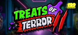 Tampilan visual slot Treats of Terror II dengan karakter camilan yang menyeramkan